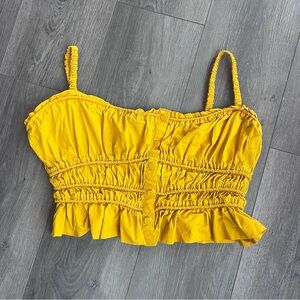 J. Crew Cinched-Waist Cotton Poplin Cropped Tank Top Warm Maize Yellow XS